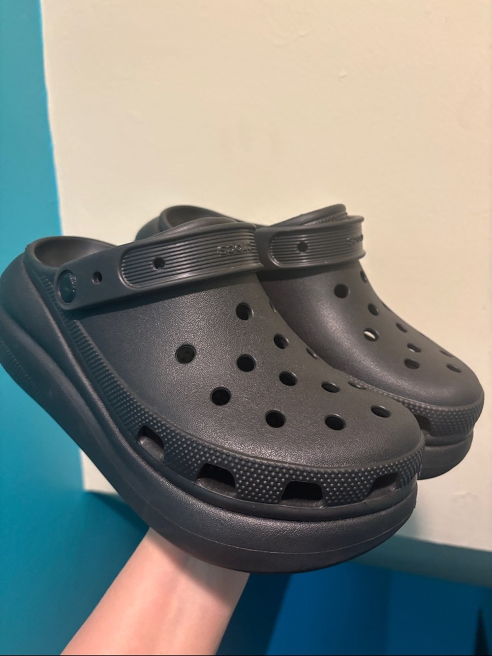 CROCS Kids Black Classic Clog with Heel Strap